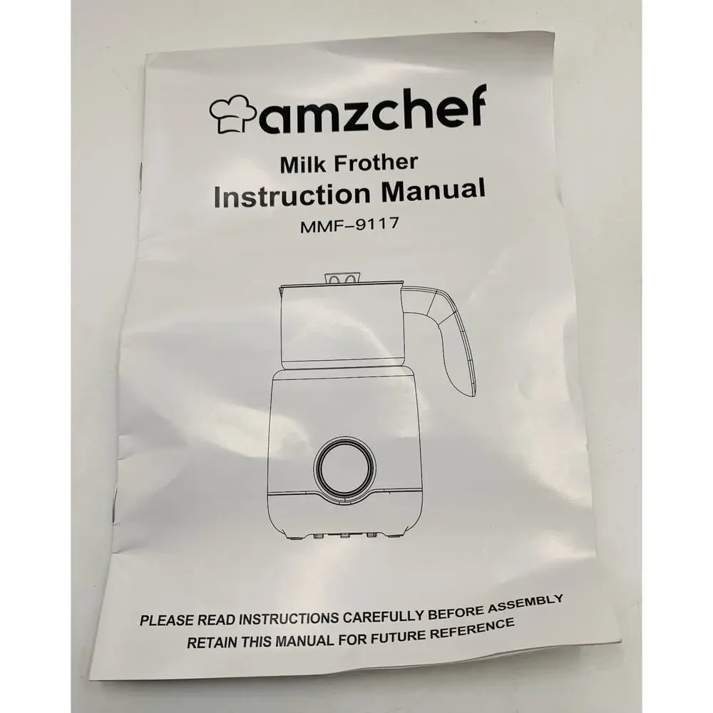 AMZCHEF 8-IN-1 Milk Frother and Steamer 550 Watts, 21 oz Split Stainless Stee...